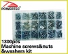 1300pcs Machine screws&nuts&washers kit