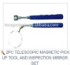 2PC TELESCOPIC MAGNETIC PICK UP TOOL AND INSPECTION MIRROR SET