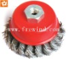 3"twisted knot wire cup brush with nut