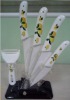 4 sets Arylic Block white blade fruit decal handle ceramic knife