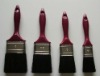 4pcs red plastic handle black synthetic fiber(100% nylon filaments)oil paint brush set