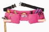 9 Pocket Suede Leather Women's Pink Tool Bag Belt
