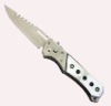 Aluminum handle pocket knife with LED flashlight