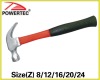 American type claw hammer W/half-wrapped plastic handle