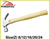 American type claw hammer W/hickory wooden handle