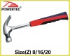 American type claw hammer W/steel tubular handle and TPR grip