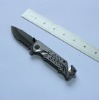 Black Coated Emergency Rescue Outdoor Knife With Aluminum Handle