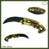 Black curved blade hunting survival knife