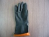 Black outside and orange inside latex gloves for industry use