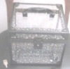 CLEAR LUCITE w Silver Stars BOX PURSE/Handbag/Cosmetic/Jewelry Case