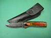 CUSTOM MADE Damascus Hunting Knife With Multi-Colored Wood Handle