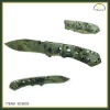 Camo coating blade with locking mechanism handle hunting knife