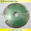 Concave cutting blade for stone