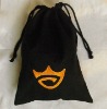 Cotton tool bag, cotton tool drawstring bag, black tool bag, black cotton bag with gold embroidery logo, black cotton bag