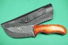 Custom Made Damascus Hunting Knife With Colored Wood Handle