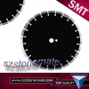 Flume type circular saw blade for dry cutting stone