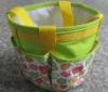 Folding garden basket with tool pockets