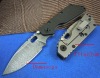 Forge Damascus Folding Knife/Titanium & Bland G-10 Handle