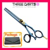 HOT sales stripe bule titanium professioanl BARBER scissors 5.5 inch