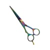 Hair scissor Rainbow Titanium Left Hand, Finger Rest S/Steel 6"