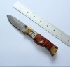 Hot damascus folding survival knife with ox bone&pakka handle
