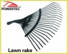 Lawn rake with wood handle