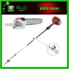Long reach handle pruner gas power tree pole saw
