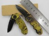 Mini promotional pocket knife with camo handle in coating