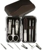 New Choice of Four Faux Leather / Aluminum Case Stainless Steel Manicure Set