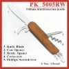 (PK-5005RW) 5 Fold Rosewood Multipurpose Pocket Knife Swiss Knife