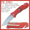 (PK-53811) 4.5 inch Red G-10 Handle Rescue Folding Pocket Knife