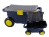 Plastic garden tool box with wheels