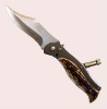 Plastic handle pocket knife with LED flashlight