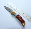 Popular Damascus Sport Knife With Color Stone&Pakka Handle