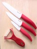 Red handle ceramic knife with peeler set
