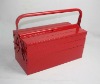 Red stainless steel tool chest with trays