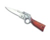 Rose wood handle M1 pocket knife with LED flahlight
