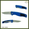 Serrated blade and rubber inlay handle lock blade pocket knife