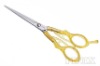 Special Design Clear Yellow Plastic Grip Satin Finish Hair Shears