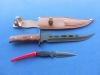 Stainless steel Hunting knife with wood handle and PU leather bag