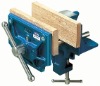 Table vise for woodworking toos with wooden jaw plates