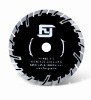 Turbo dry cutting blade with protective teeth for granite