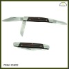 Wooden handle 3 blade folding knife