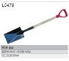 all metal shovel with wooden handle