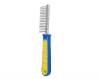 blue and yellow pet grooming comb