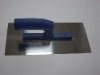 blue plastic handle and carbon steel trowel