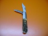 bones handle double and folding blade knife