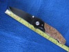 camping knife with burl wood handle