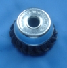 cup brush with abore hole knotted twist wire