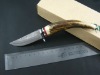 damascus knife with deer horn handle / damascus knife with deer stag handle